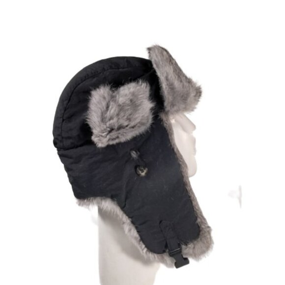 Mad Bomber Aviator Rabbit Fur Trapper Hat Black Super Warm Unisex Sz M Indie - Picture 4 of 7